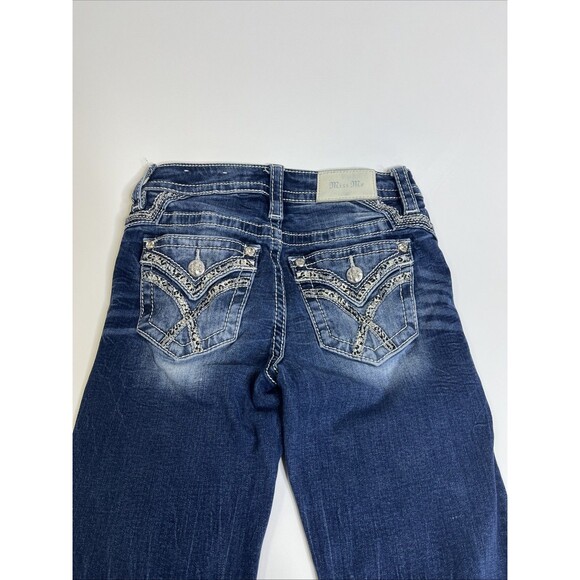 Miss Me Jeans Mid-Rise Tailored Boot Jeans Size 24 Y2K Pocket Flap - Picture 8 of 9
